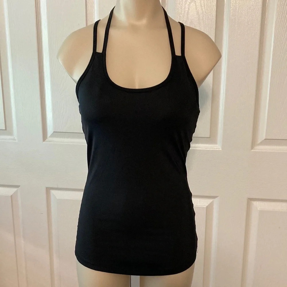 Black Strappy Back Tankini Swim Top S